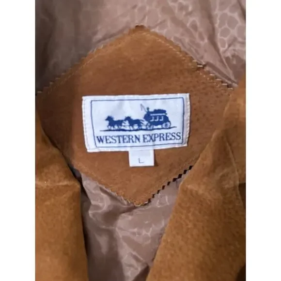 Women’s Vintage 80’s Fringe Leather Jacket Brown Western Express Size Large - Picture 4 of 16